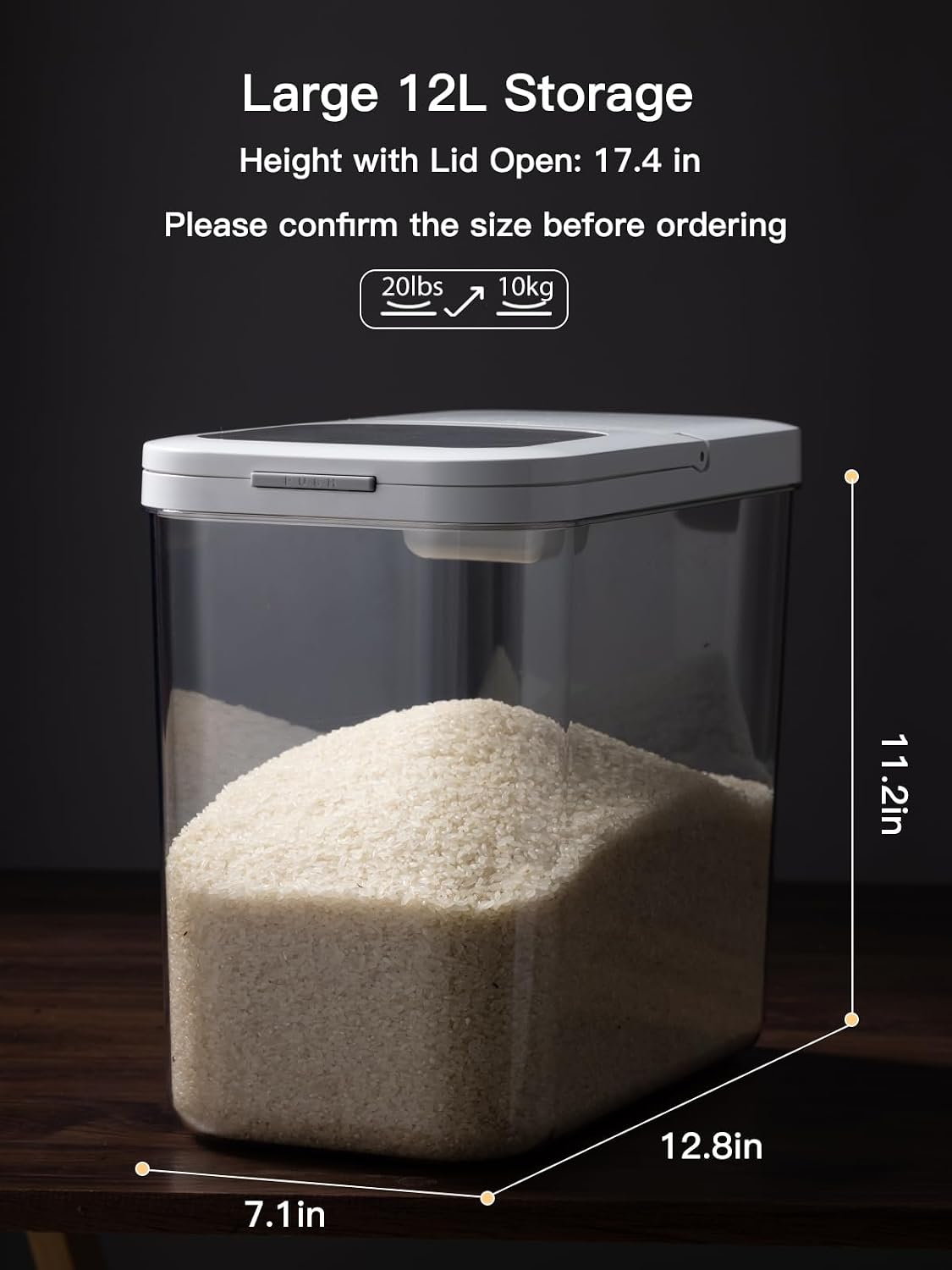 LivLab Mker 20-25 lbs Rice Dispenser with measuring spoon - Rice Container