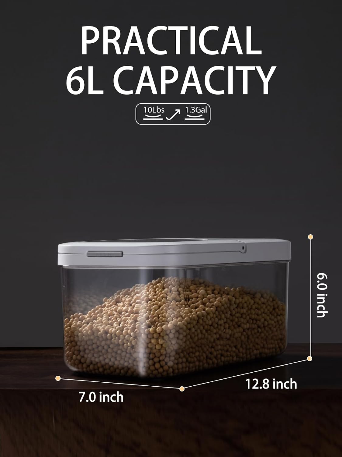 LivLab Mker 10 lb Airtight Rice Storage Container with Measuring Cup