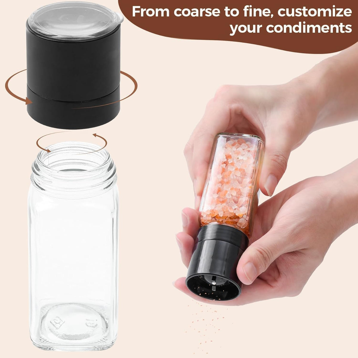 ComSaf Glass Spice Jars with with Labels 4 oz 15 Pack Small Square