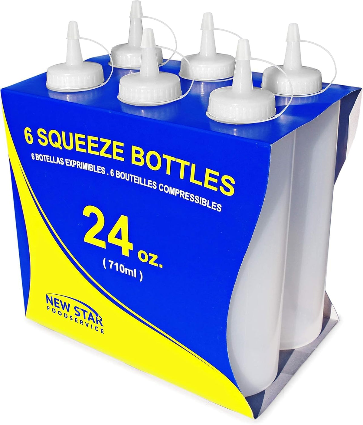 New Star Plastic Squeeze Bottle, 12-Ounce, Set of 6, Clear