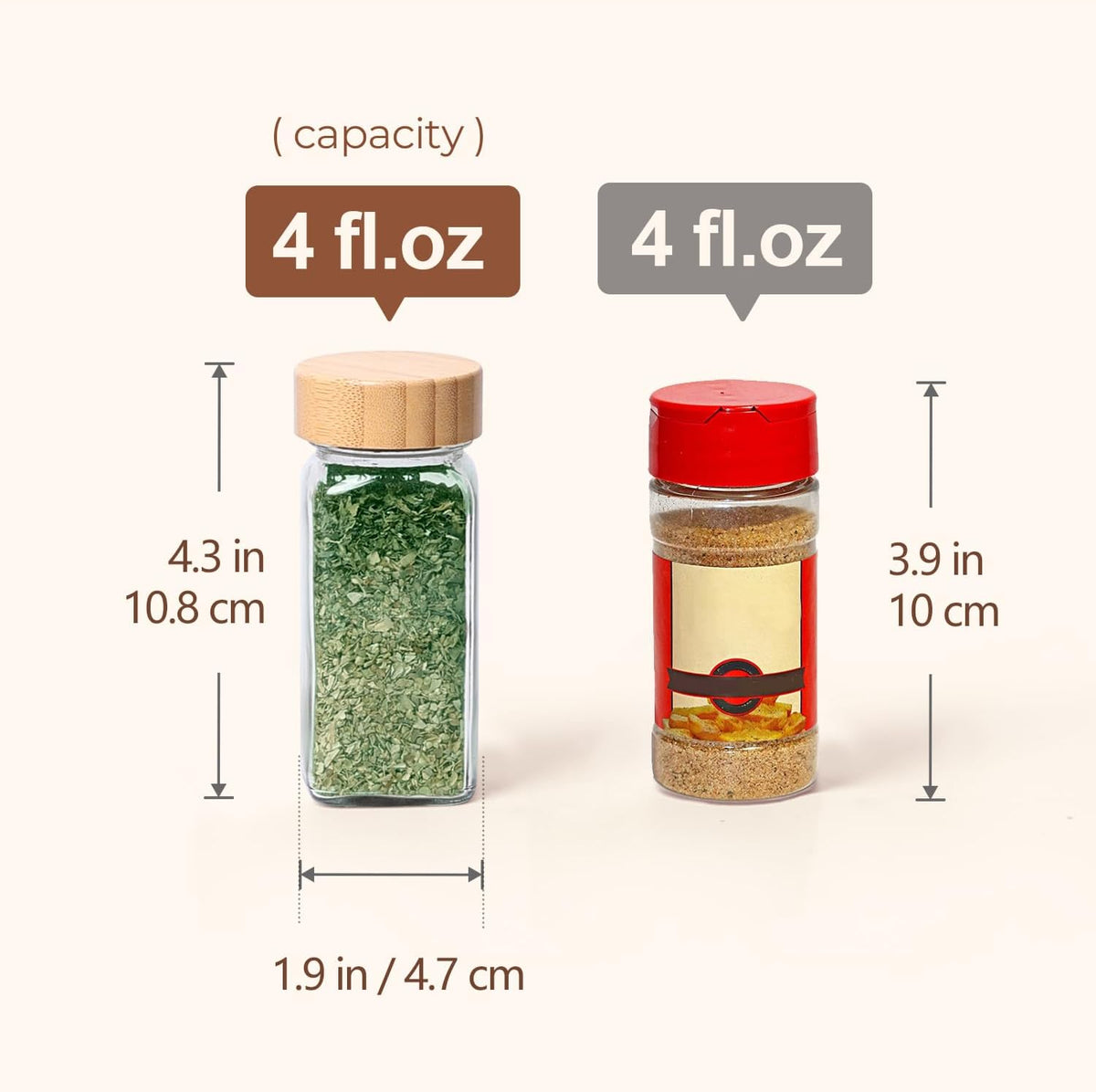 ComSaf Glass Spice Jars with with Labels 4 oz 24 Pack Bamboo Lids Bulk Set
