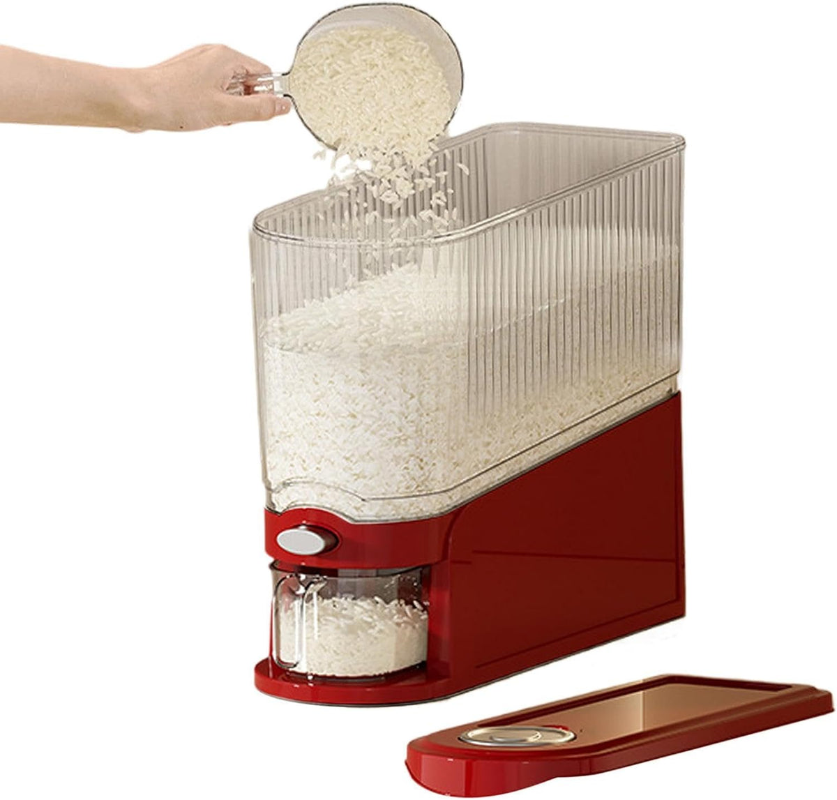 Rice Storage Dispenser - 13.23lbs Capacity Press-Type Airtight Dispenser