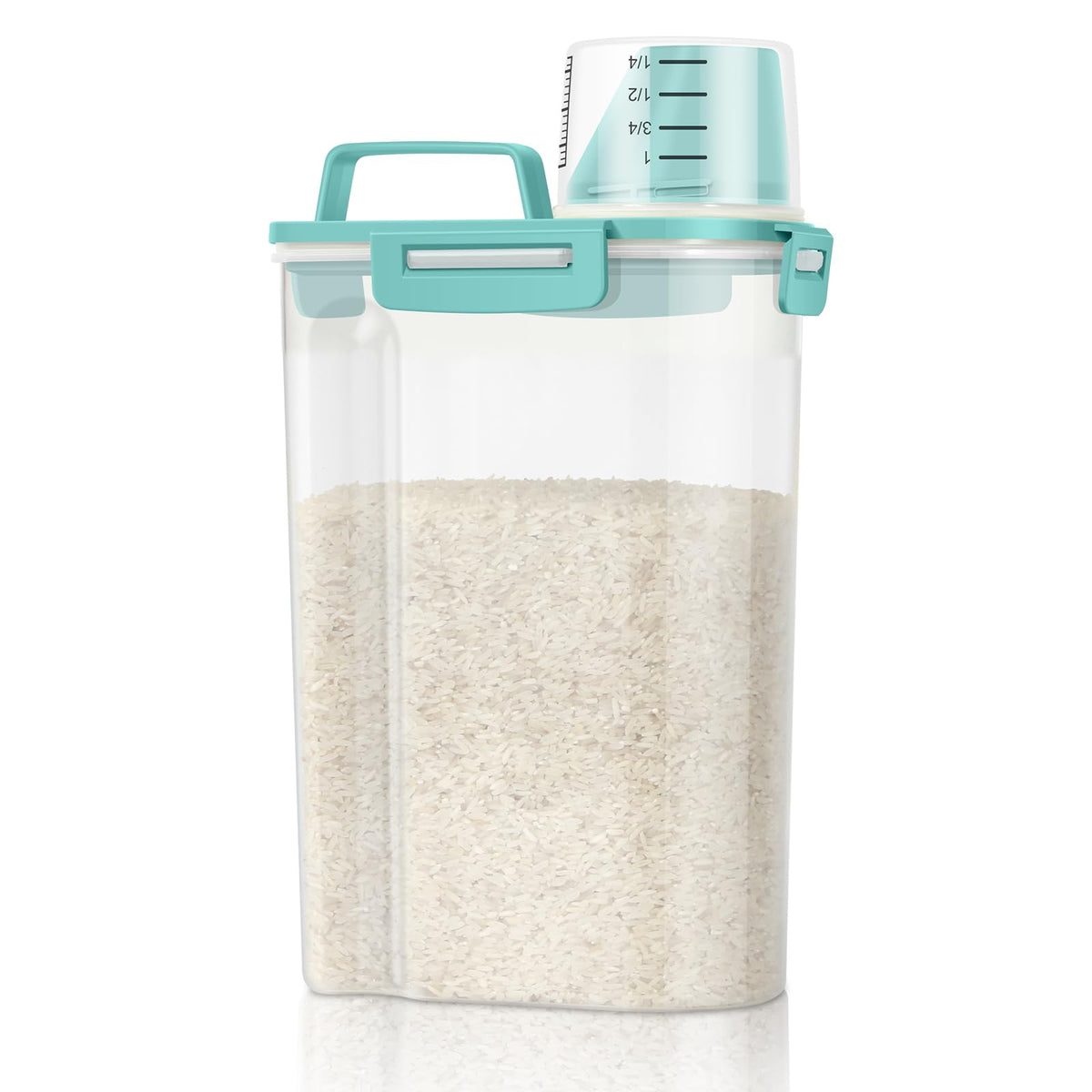 TBMax Rice Storage Container 3 to 5 Lbs - Small Pet Dog Cat Food Container Dispenser with Easy Pouring Spout & Cup, Portable Cereal Container for Small Spaces, Travel, or Daily Use