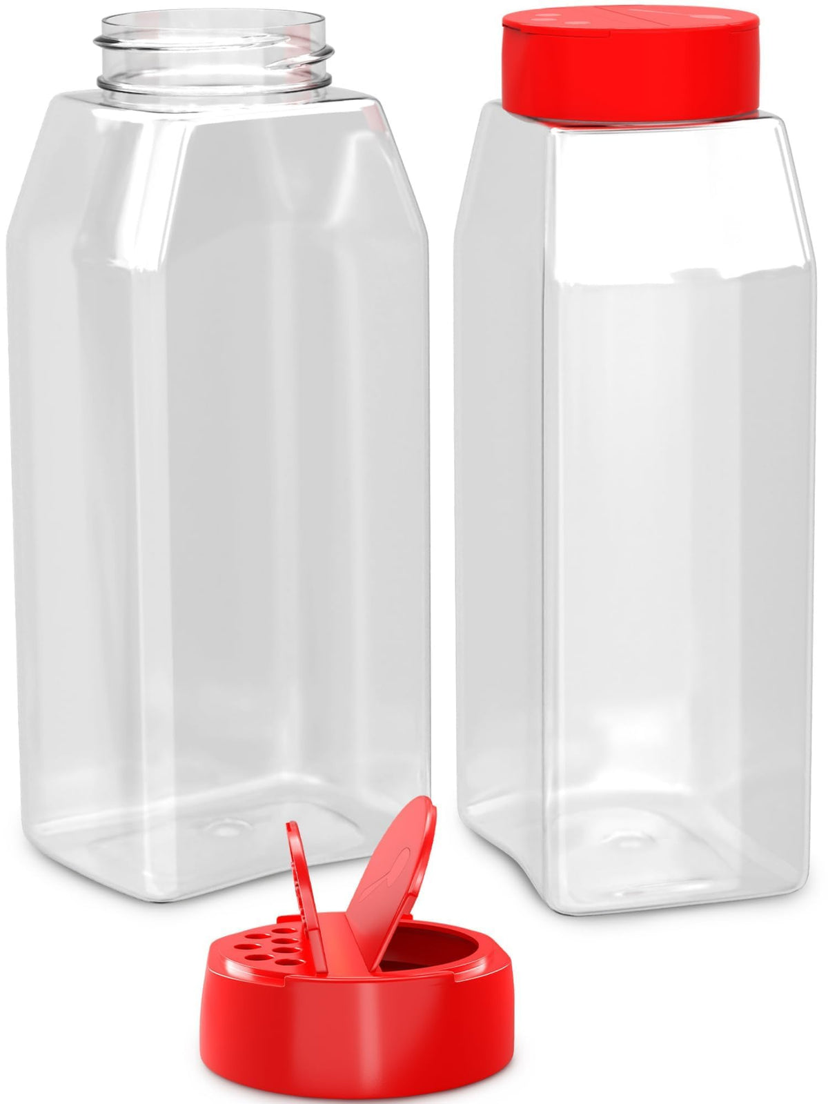Reluen 2 Pack 32 Oz Large Seasoning Containers, Red Lid Salt Container