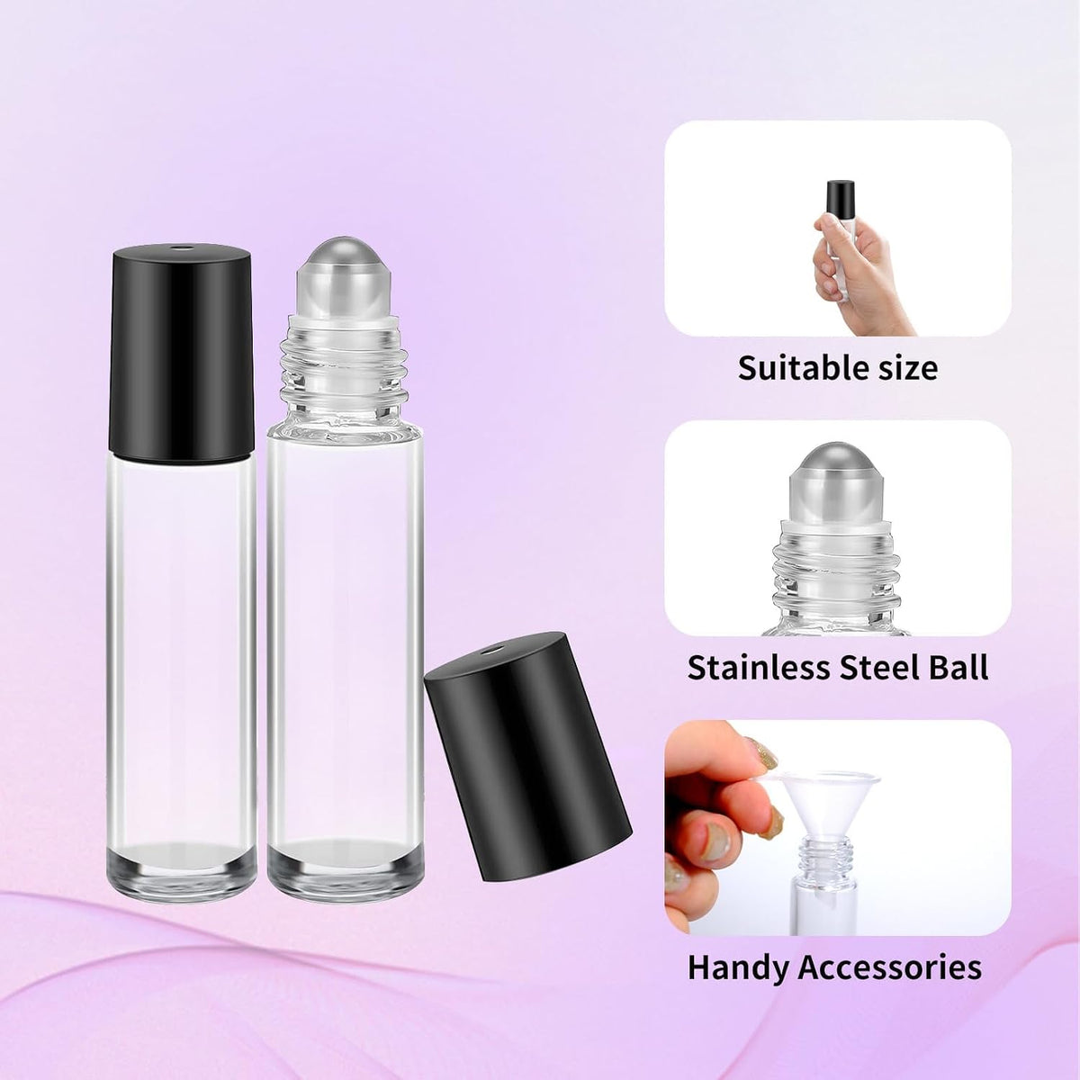 150 Pcs Glass Essential Oil Roller Bottles 10 ml, Clear