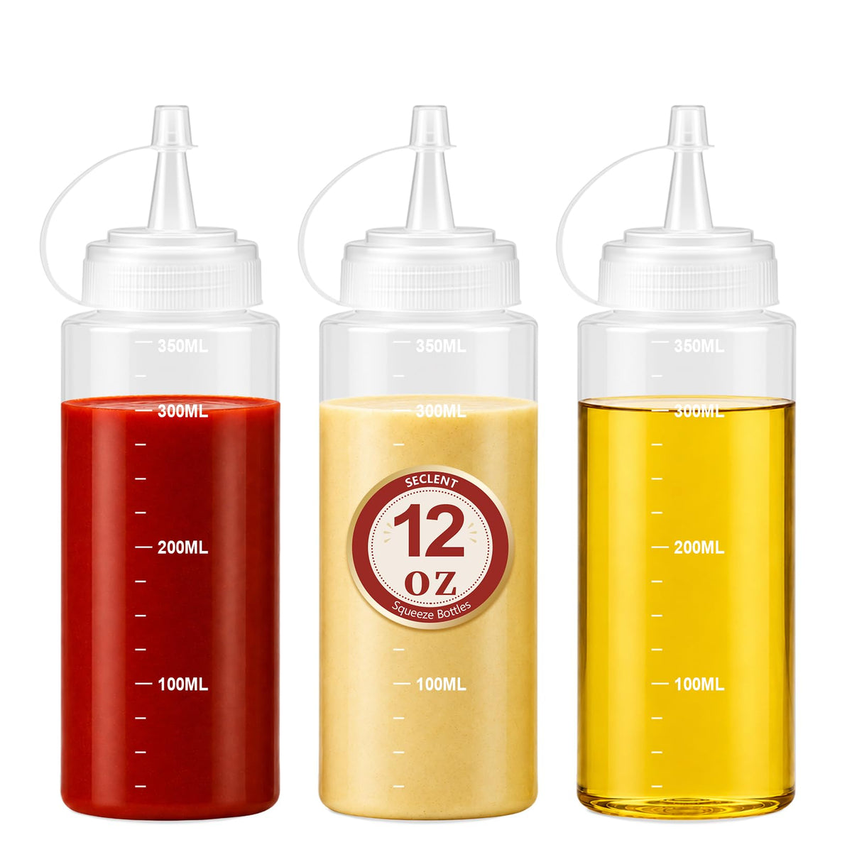 16 oz Condiment Squeeze Bottles, Squeeze Bottles for Sauces, Syrup Bottles