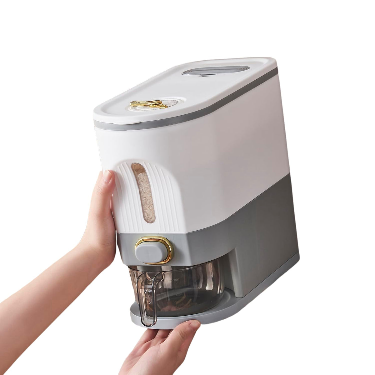 Sooyee Clear Rice Dispenser, Large Cereal Dispenser with Lid