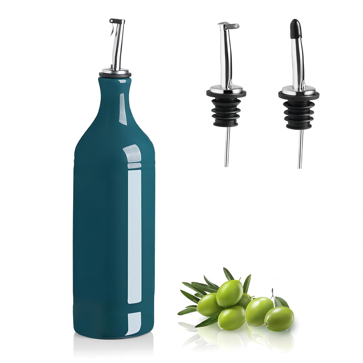 Sweejar Ceramic Olive Oil Dispenser Bottle, Opaque Oil Cruet Protects Oil to Reduce Oxidation, Suitable for Storage Oil, Vinegar, Coffee Syrups & Other Liquids, Pack of 1, 15.5 Fl Oz (White)