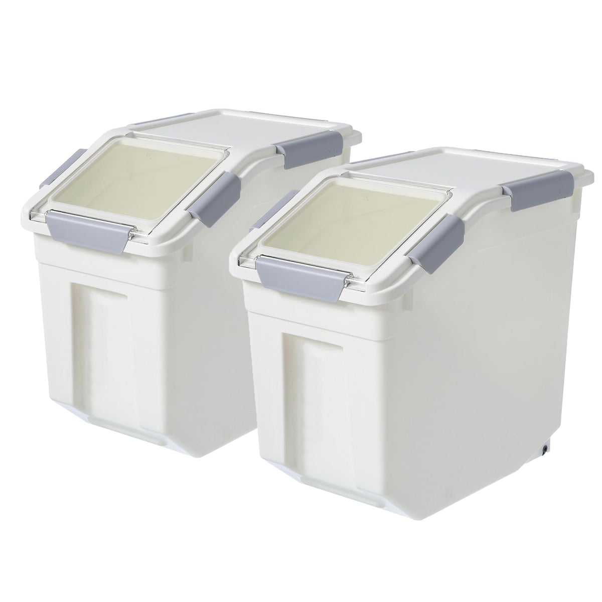 HANAMYA 15 Liter / 30 lbs Rice Storage Container with Measuring Cup, BPA free, For Rice | Grain | Pet Food | Flour, 2 count, White