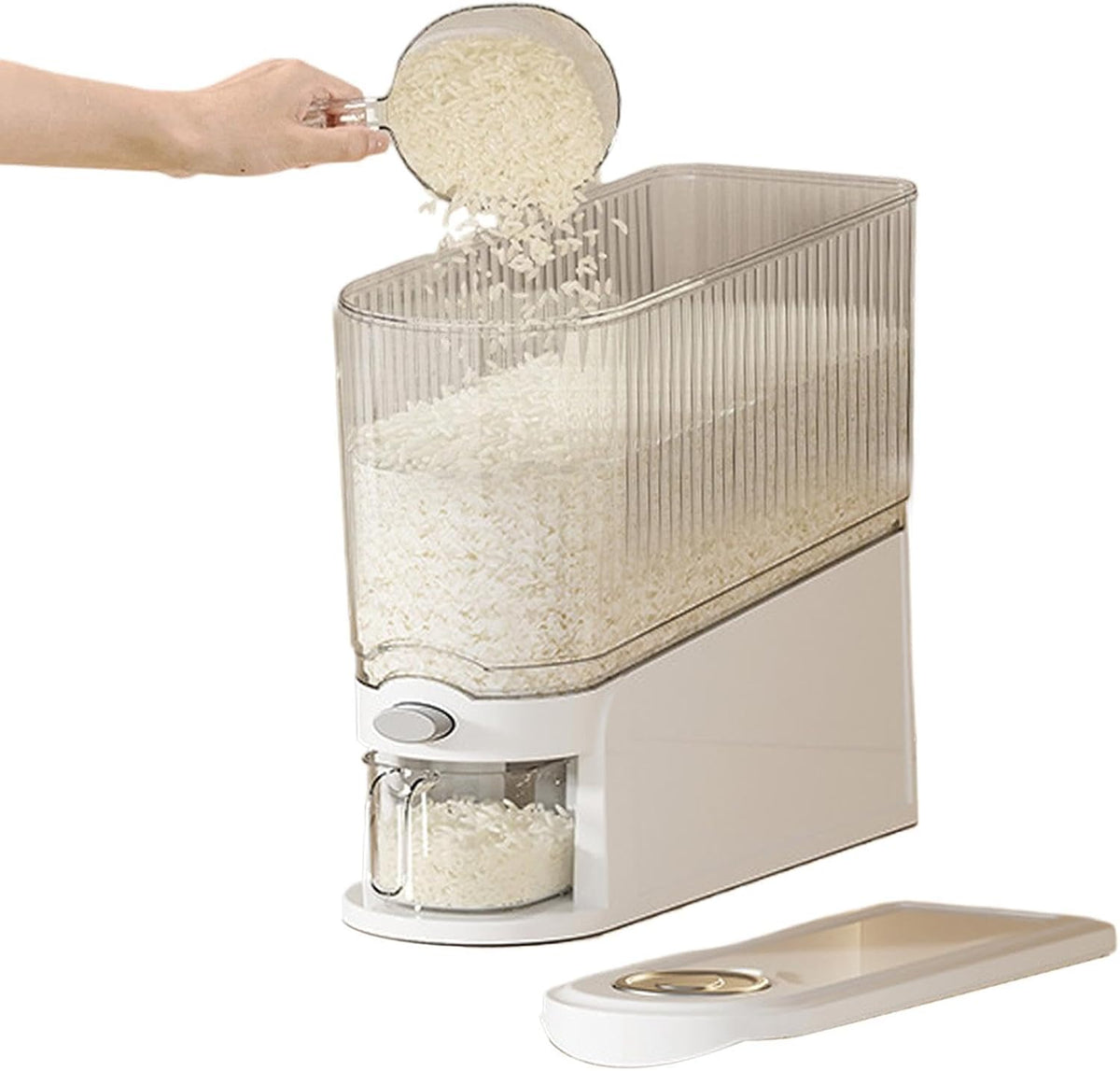 Rice Dispenser 13.23lbs Capacity – Press-type Dust-Proof Sealed Case with