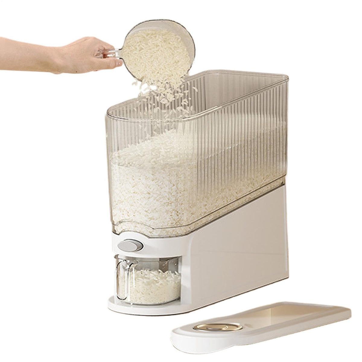 Rice Dispenser 13.23lbs Capacity – Press-type Dust-Proof Sealed Case with