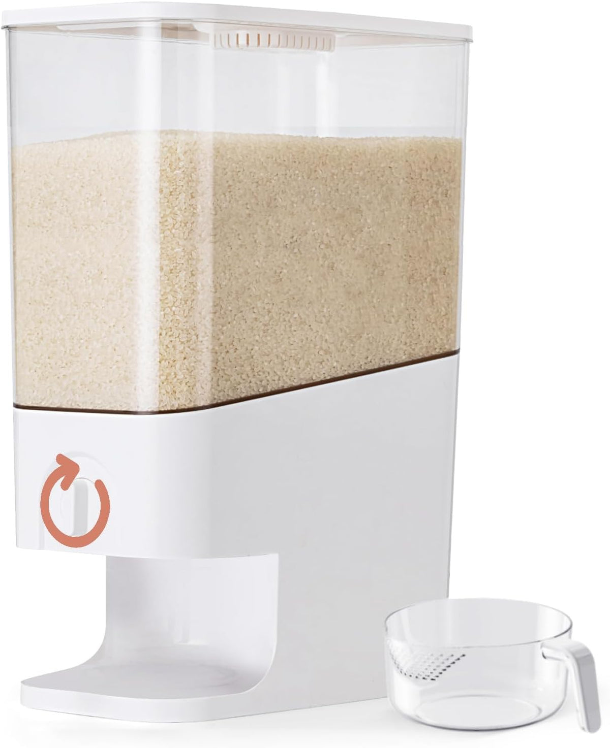 20-25 Lbs Rice Container with Measuring Cup - Airtight/PET BPA-FREE