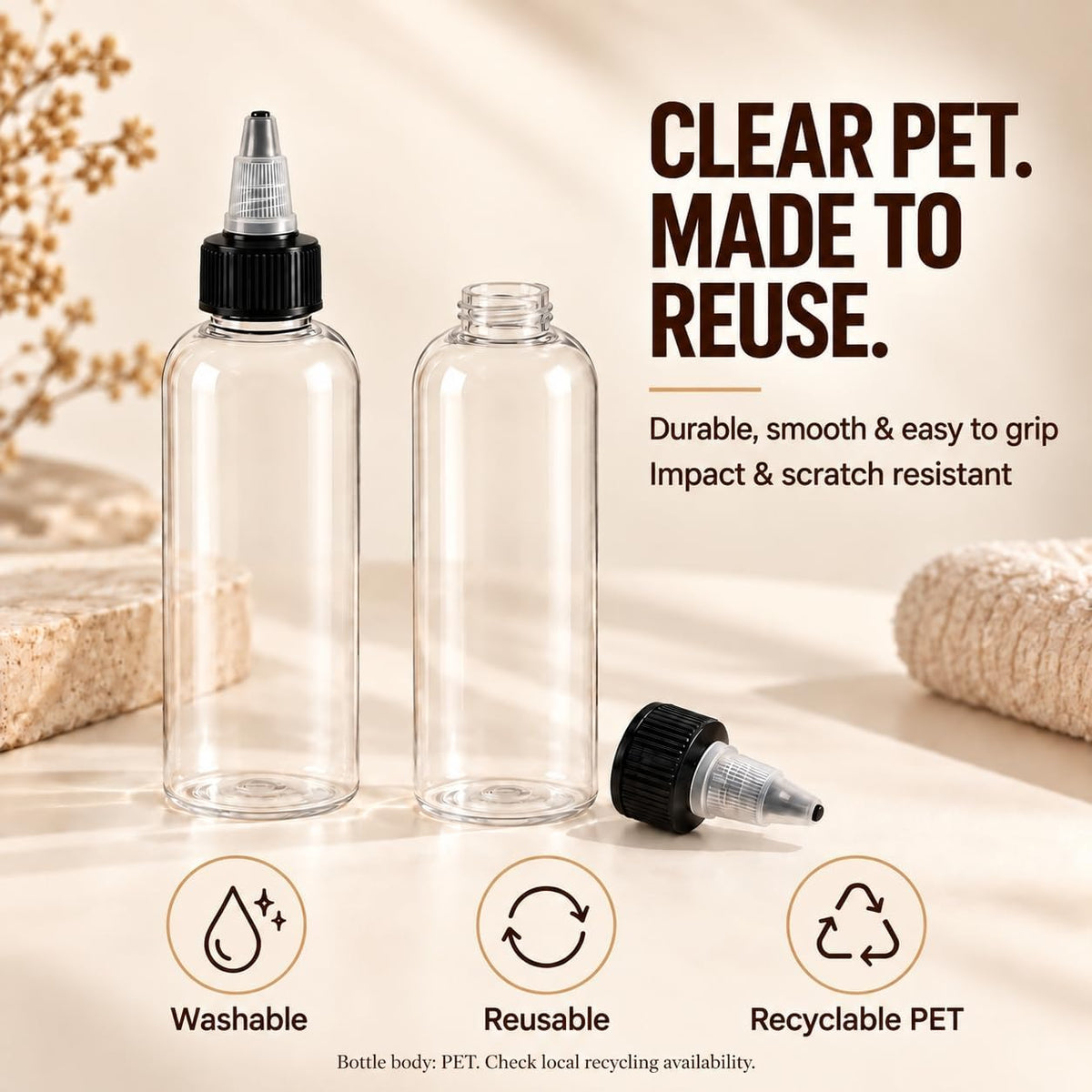 40 Pack Clear Dispensing Bottles,4oz Squeeze Bottles with Twist Top Caps