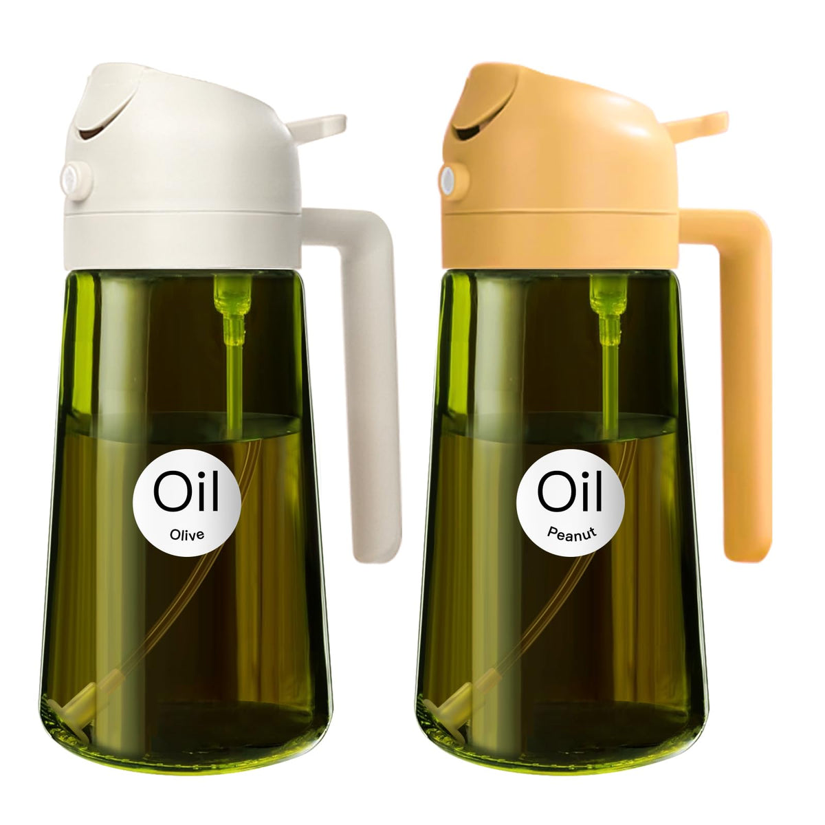 YARRAMATE 16 oz 2-in-1 Dark Glass Olive Oil Sprayer & Dispenser, BlackGreen