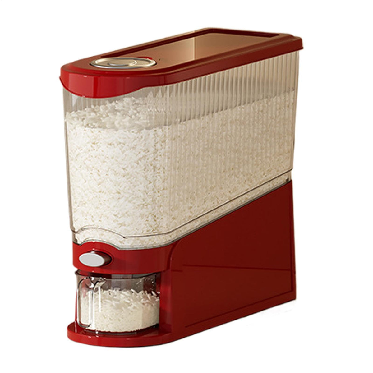 Multiuse Bean Dispenser, 13.23lbs Capacity Press-type, Anti-Moisture Case