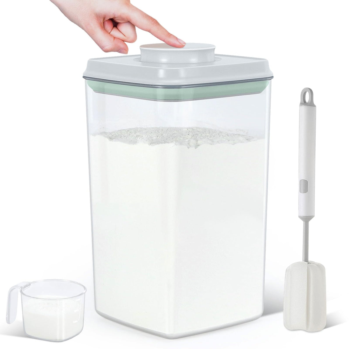 TBMAXS Airtight Rice Container 10 Lbs, Clear Plastic Food Storage Container Bin For Flour Sugar, Dry Food Holder with Easy Locking Lid for Kitchen Pantry Organization and Storage