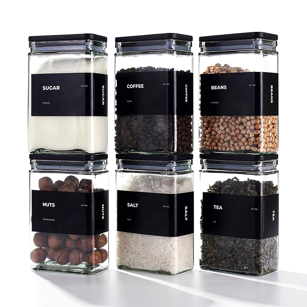 APT 1101 Glass Storage Jars with Bamboo Lid, glass canisters with airtight lids, Clear jars with lids for Spice, Cookie, Candy, Tea, Coffee Bean and Rice (White, 4oz, set of 12)