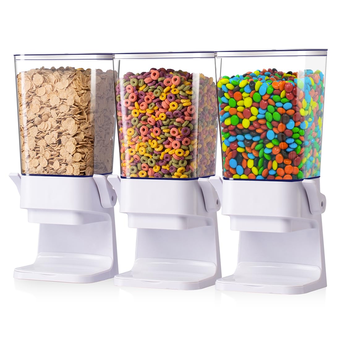 Cereal Dispenser Countertop with Lids, 5L Organization and Storage Containers for Kitchen and pantry, Rice Dispenser for food, Cereal, Beans, Nuts, Snack,Oatmeal, Dog Food, Bird Seed, Black, 3Pc