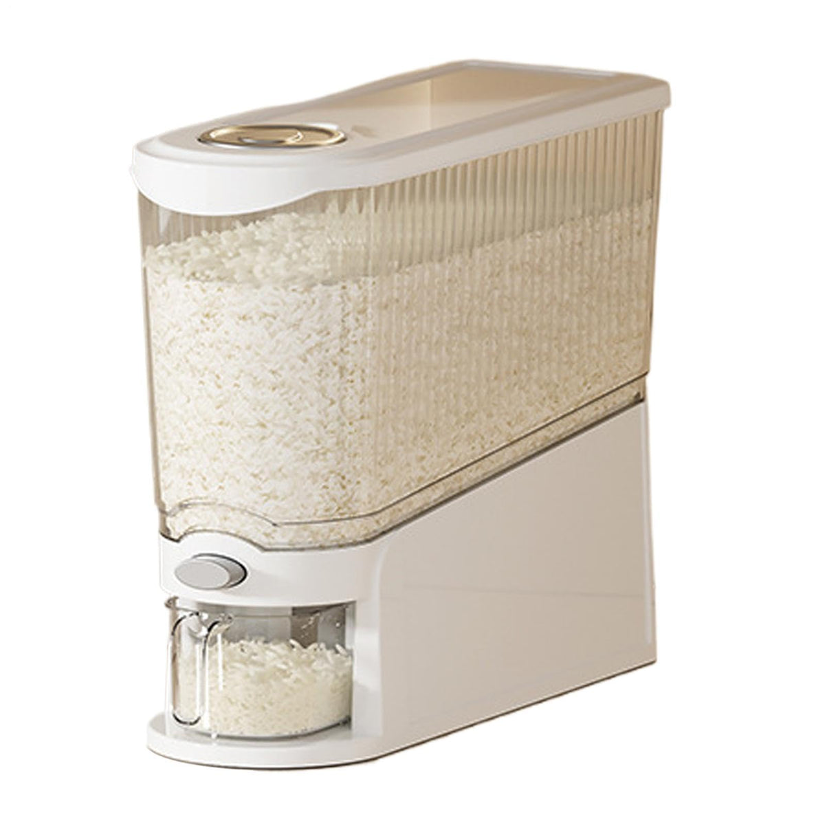 Rice Storage Dispenser - 13.23lbs Capacity Press-Type Airtight Dispenser