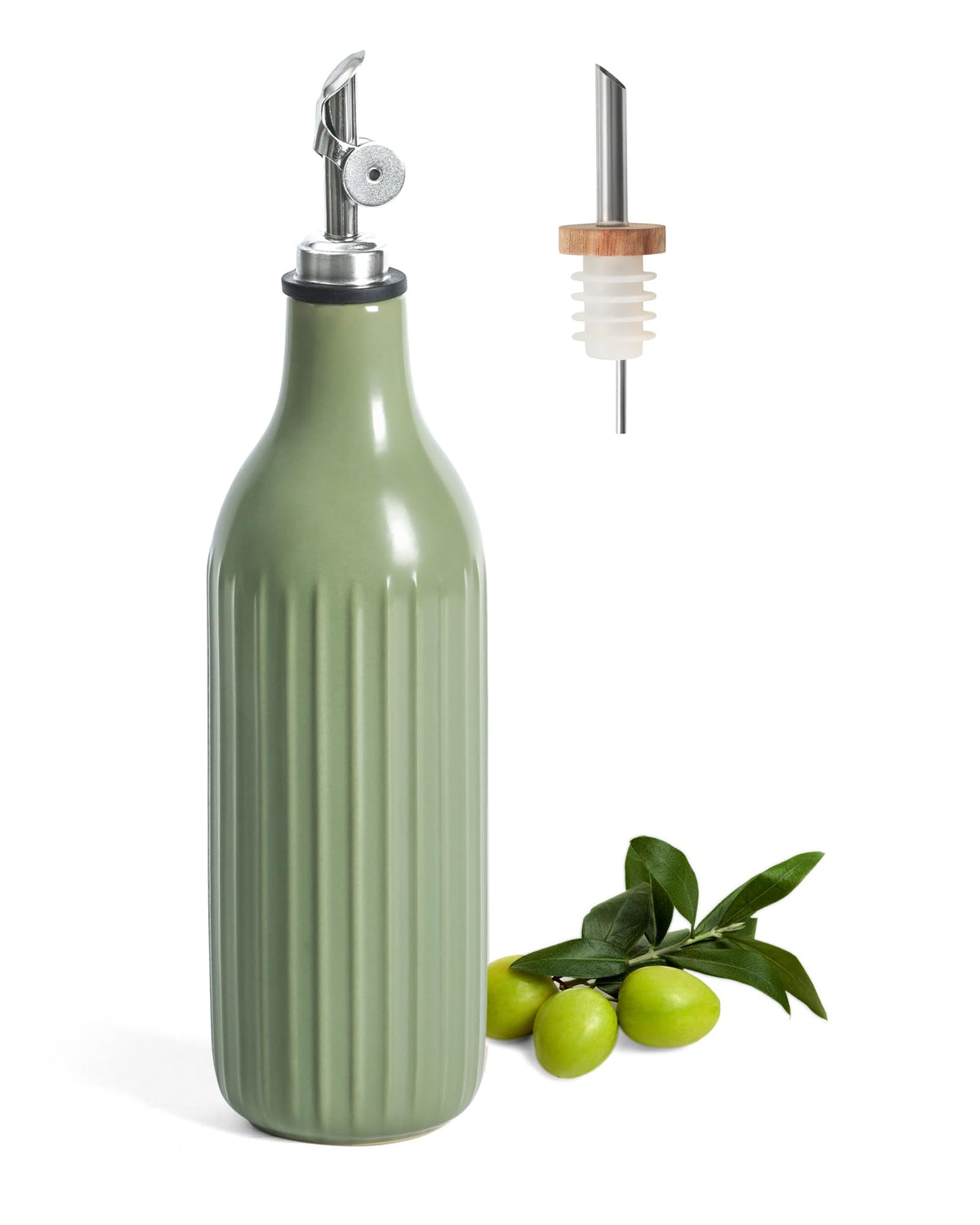 FUN ELEMENTS Olive Oil Dispenser Bottle, 19 oz Oil Dispenser for Kitchen and Vinegar Dispenser Bottle, Suitable for Vinegar, Coffee Syrups & Other Liquids, Off White