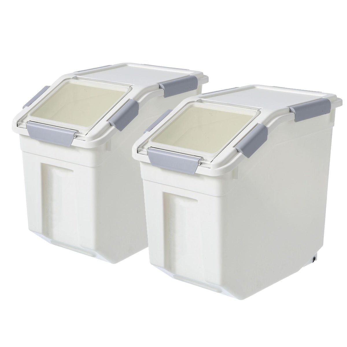 HANAMYA 15 Liter / 30 lbs Rice Storage Container with Measuring Cup, BPA free, For Rice | Grain | Pet Food | Flour, 2 count, White