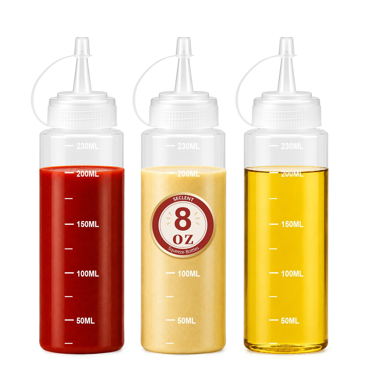 16 oz Condiment Squeeze Bottles, Squeeze Bottles for Sauces, Syrup Bottles