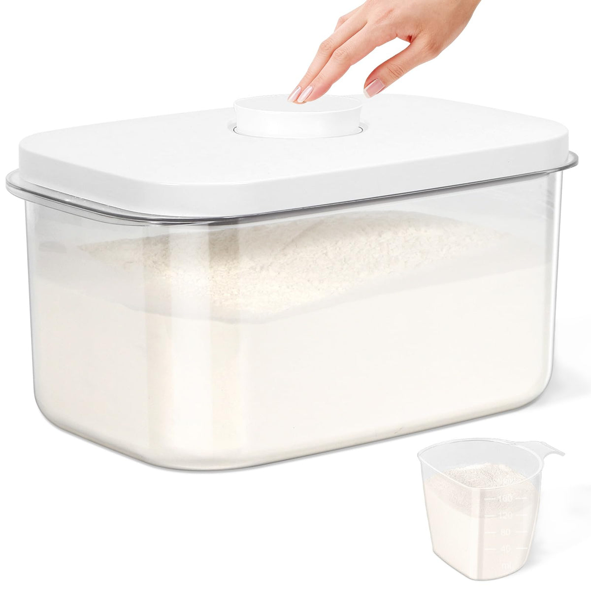 TBMAXS Airtight Rice Container 10 Lbs, Clear Plastic Food Storage Container Bin For Flour Sugar, Dry Food Holder with Easy Locking Lid for Kitchen Pantry Organization and Storage