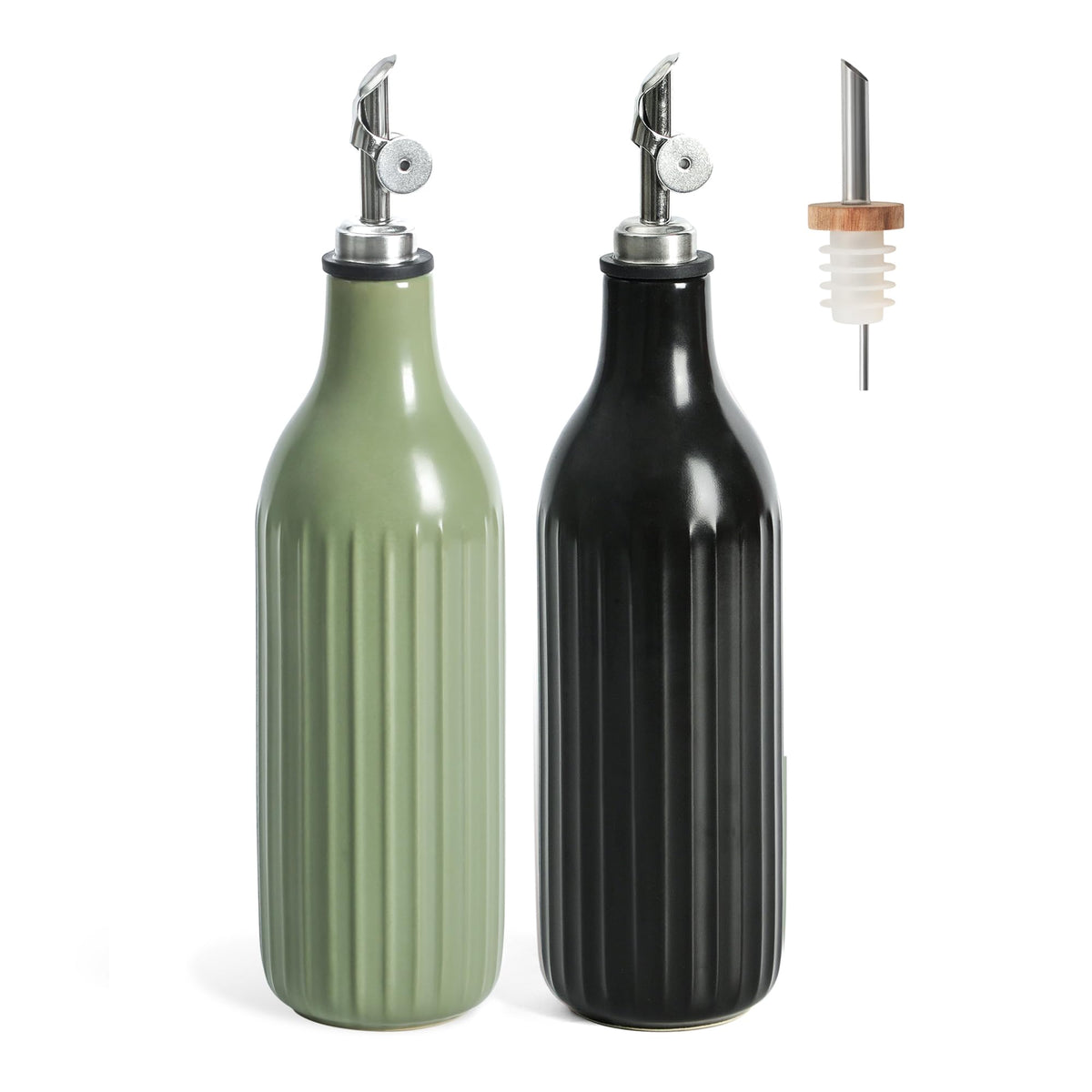 FUN ELEMENTS Olive Oil Dispenser Bottle, 19 oz Oil Dispenser for Kitchen and Vinegar Dispenser Bottle, Suitable for Vinegar, Coffee Syrups & Other Liquids, Off White