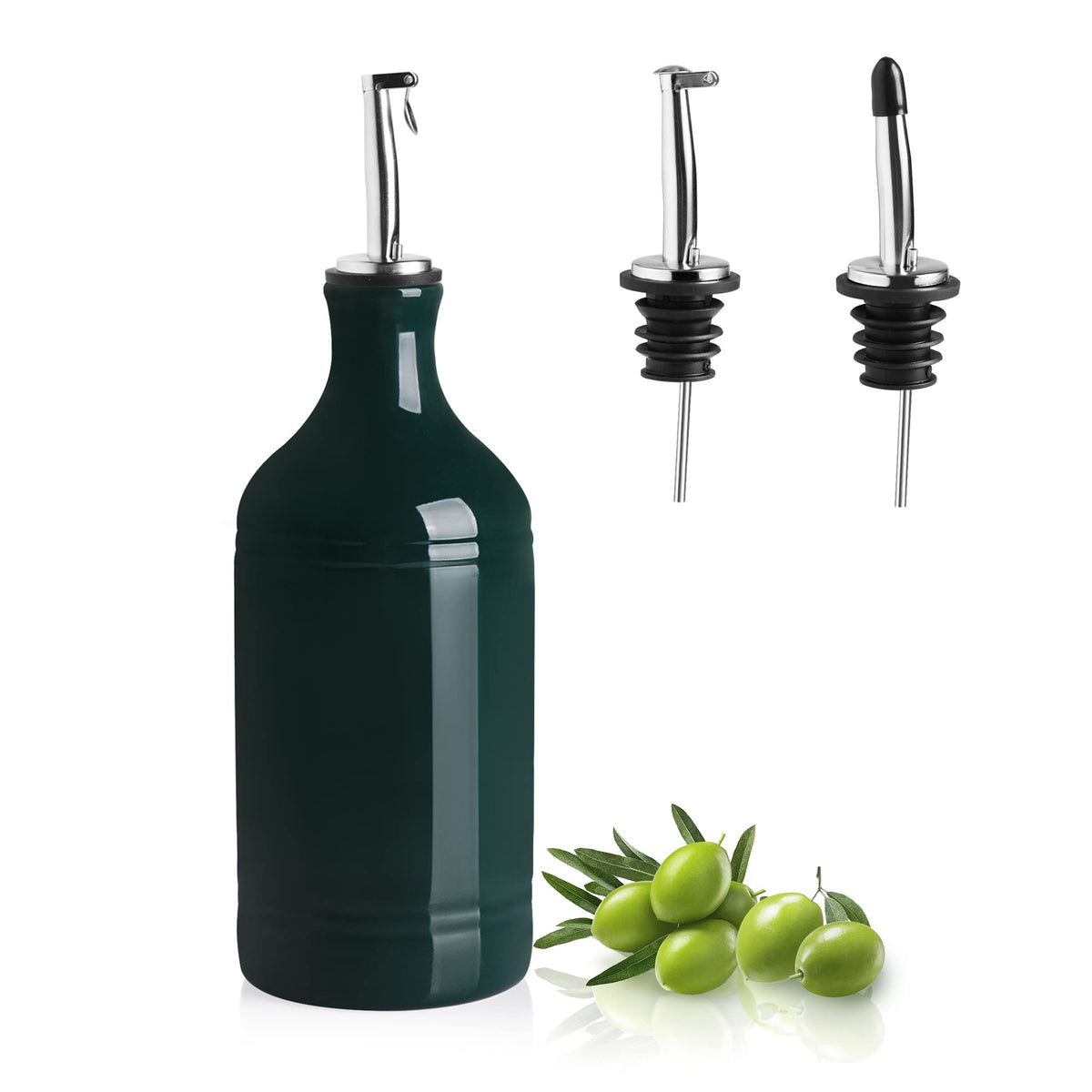 Sweejar Ceramic Olive Oil Dispenser Bottle, Opaque Oil Cruet Protects Oil to Reduce Oxidation, Suitable for Storage Oil, Vinegar, Coffee Syrups & Other Liquids, Pack of 1, 15.5 Fl Oz (White)