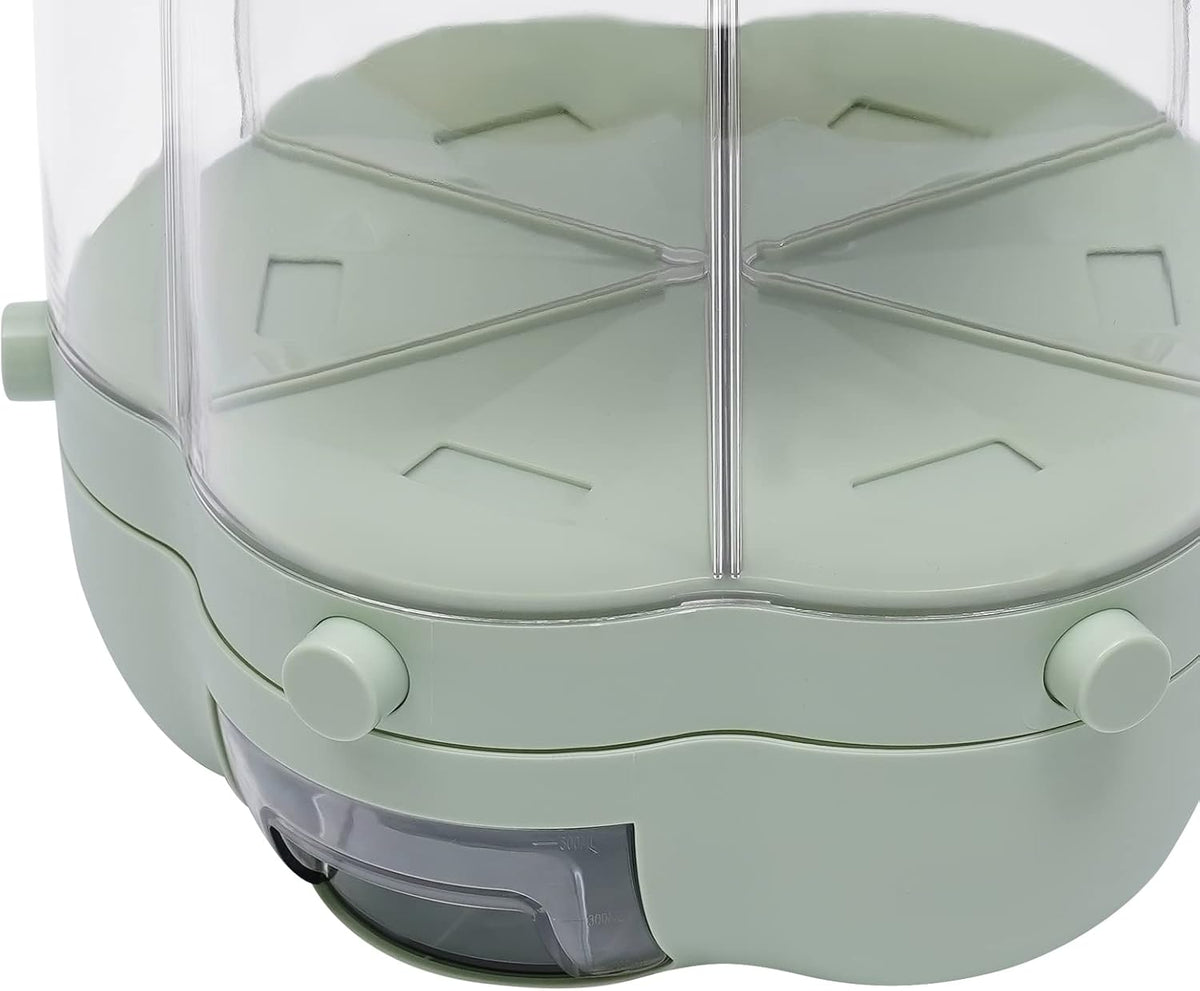 Grain Storage Container Dispenser, 6 Grids rice dispenser rotating, 360° rotating food dispenser One-Click Output rice Storage Round Grain Dispenser Kitchen (Matcha Medium 1.53kg)