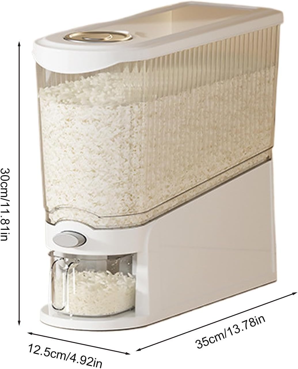 Rice Holder Dispenser, 13.23lbs Capacity Press-type Anti-Moisture Case