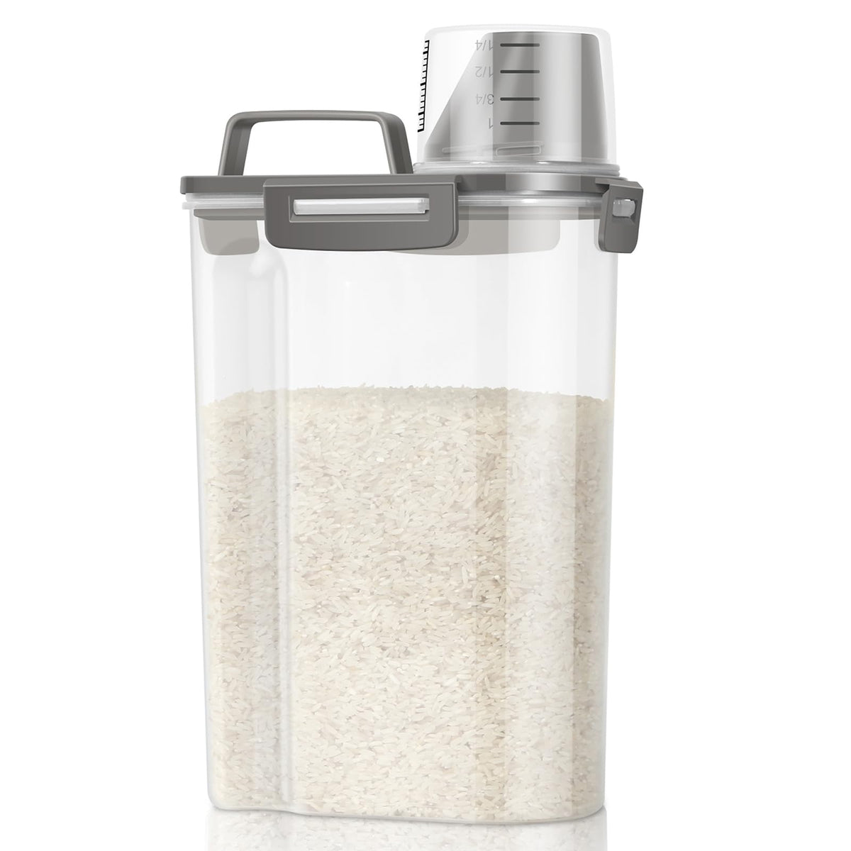 TBMax Rice Storage Container 3 to 5 Lbs - Small Pet Dog Cat Food Container Dispenser with Easy Pouring Spout & Cup, Portable Cereal Container for Small Spaces, Travel, or Daily Use