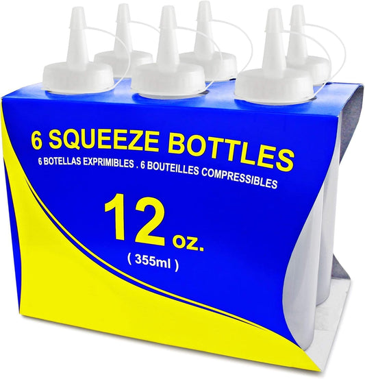 New Star Plastic Squeeze Bottle, 12-Ounce, Set of 6, Clear
