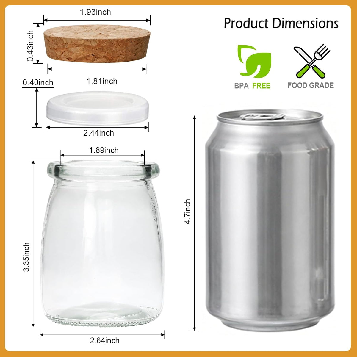 7 oz Glass Jars with Lids,Mini Yogurt Jars 30 Pack, Apothecary Jars