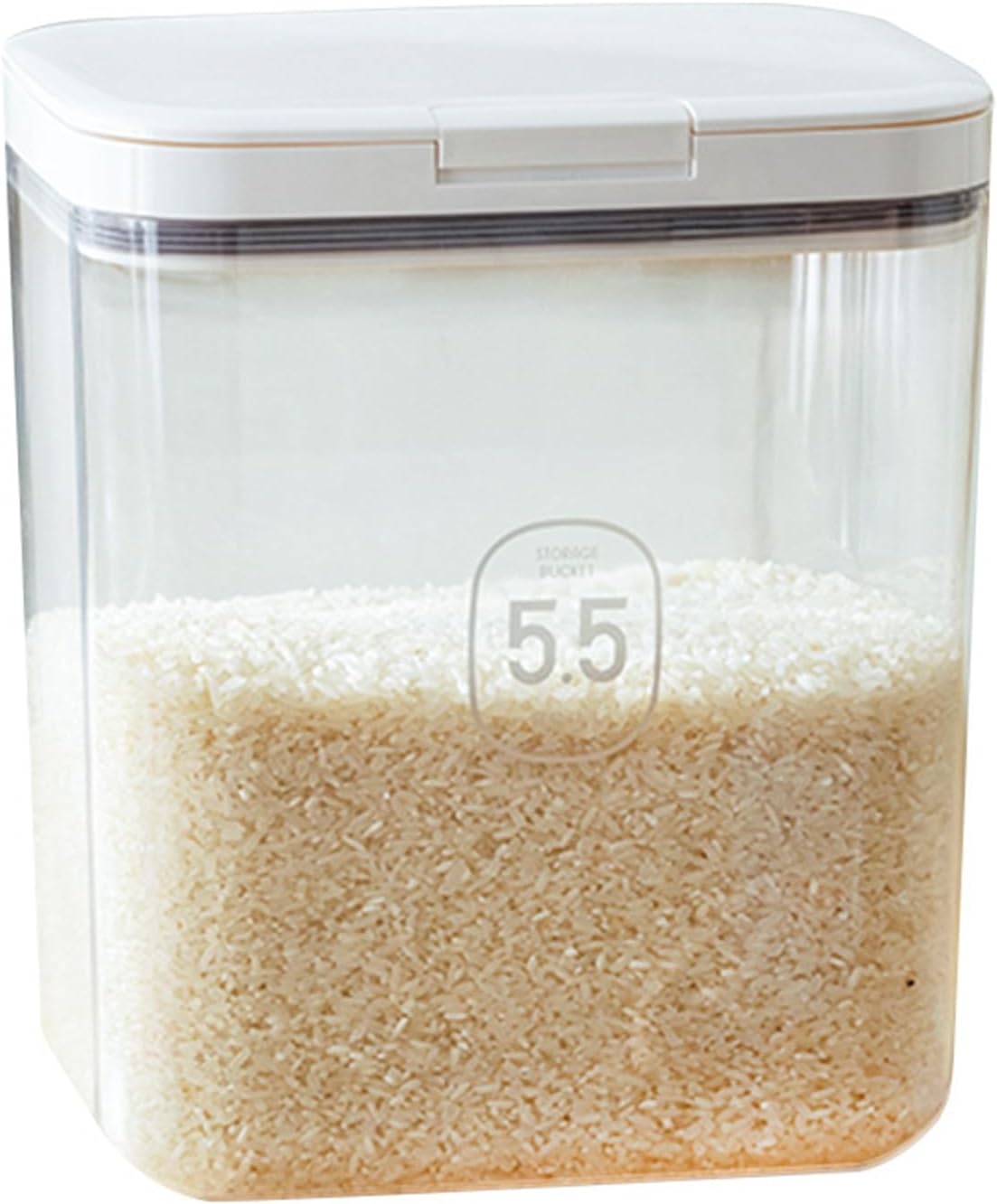 Airtight Rice Storage Bin Flour Storage Container 10 Lbs/5.81Qt, Clear Food Container with Measuring Cup Airtight Lid for Kitchen Pantry Organization and Storage