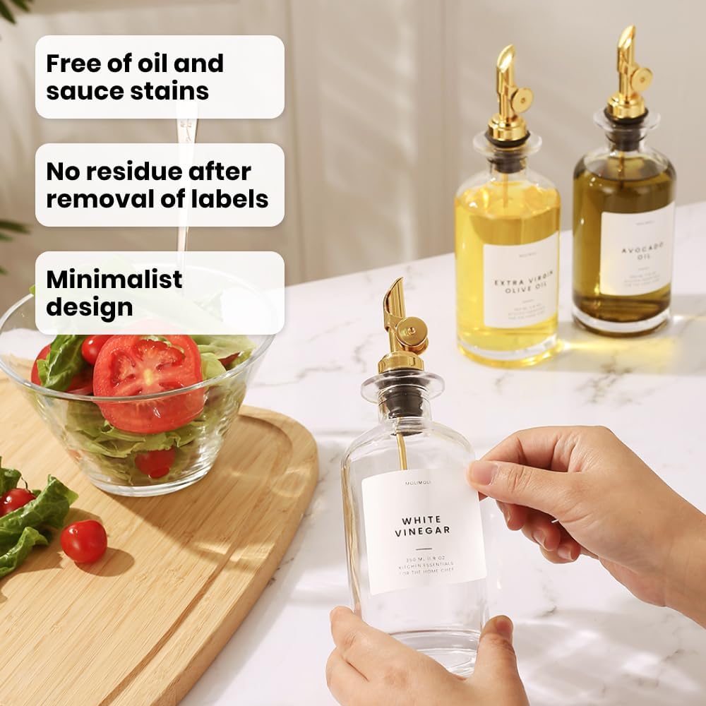Molimoli - Premium Olive Oil Dispenser Bottles for Kitchen with Pourer - Oil and Vinegar Dispenser Set, Glass Dispenser for Kitchen, Dispenser Bottle of 350ml - Set of 2