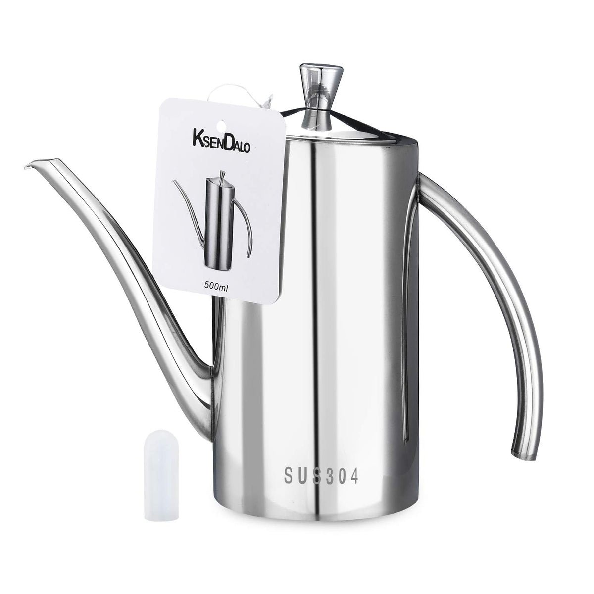 KSENDALO SUS304 24oz/700mL Stainless Steel Olive Oil Dispenser, Silver