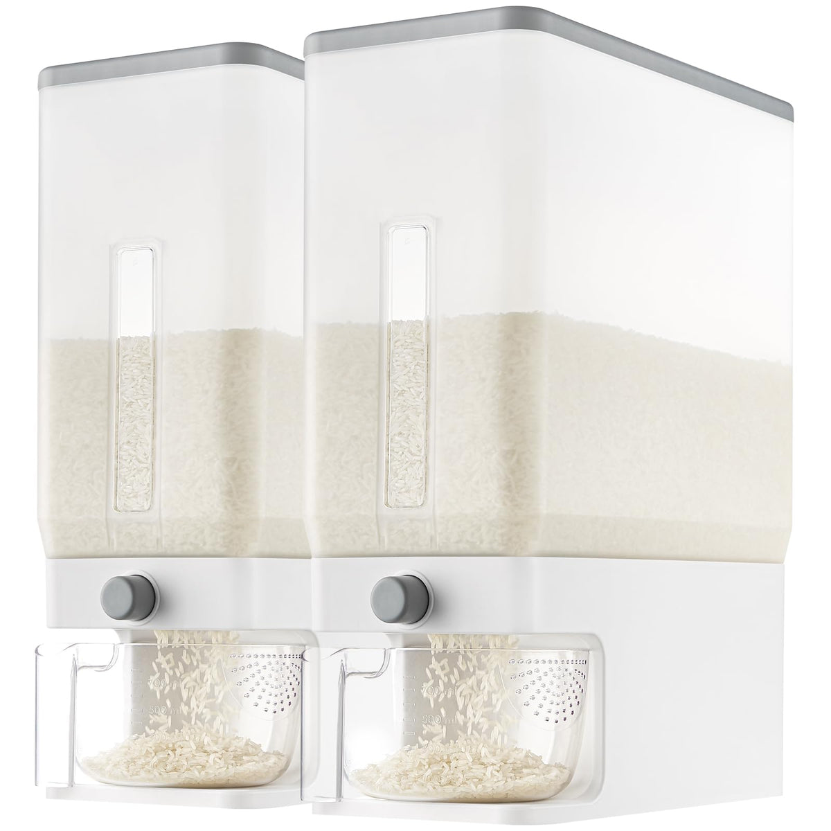 Lifewit Rice Container 26 Lbs, One-Press Dispenser with Measuring Cup