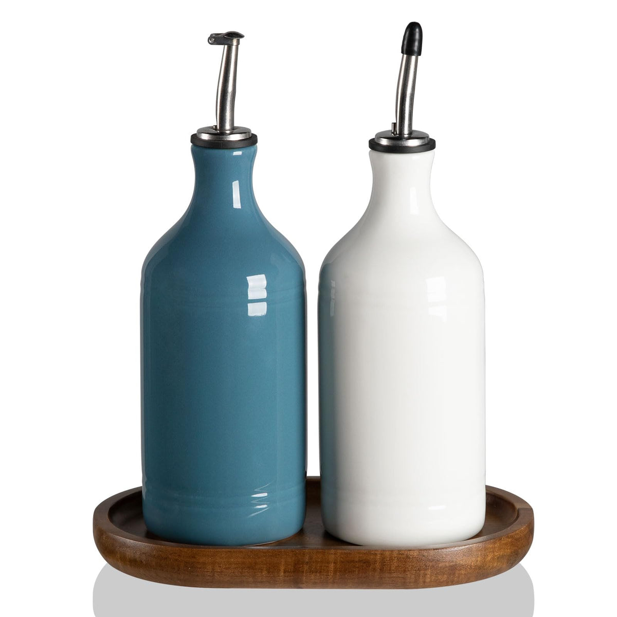 Sweejar Ceramic Olive Oil Dispenser Bottle, Opaque Oil Cruet Protects Oil to Reduce Oxidation, Suitable for Storage Oil, Vinegar, Coffee Syrups & Other Liquids, Pack of 1, 15.5 Fl Oz (White)