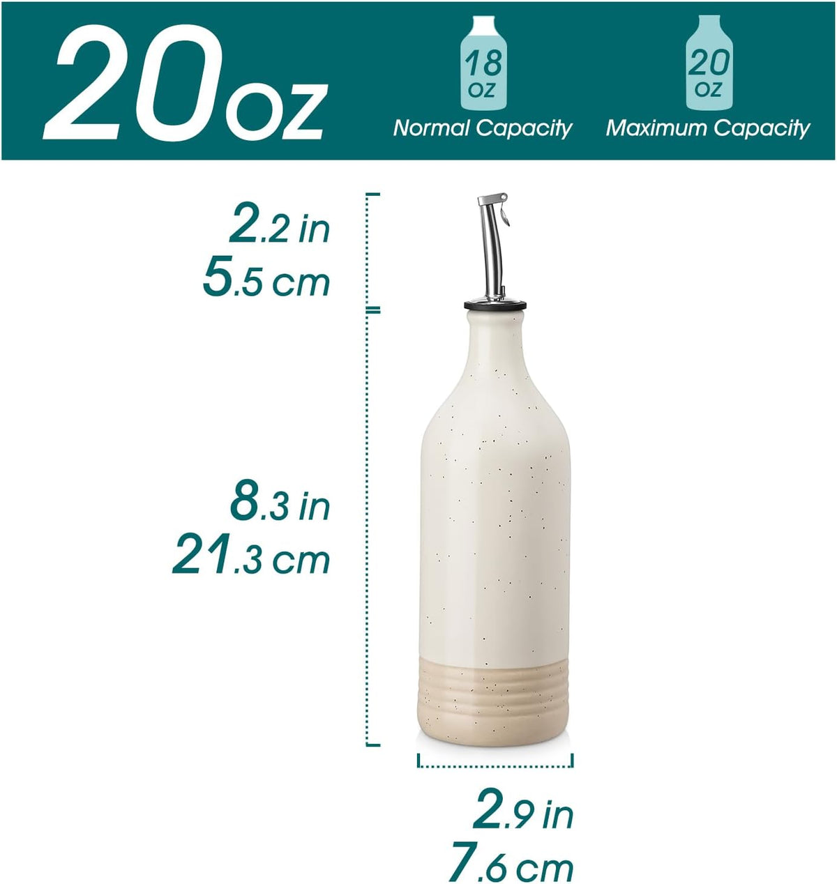 vancasso 20 Oz Ceramic Olive Oil Dispenser Bottle, Oil and Vinegar, Cream