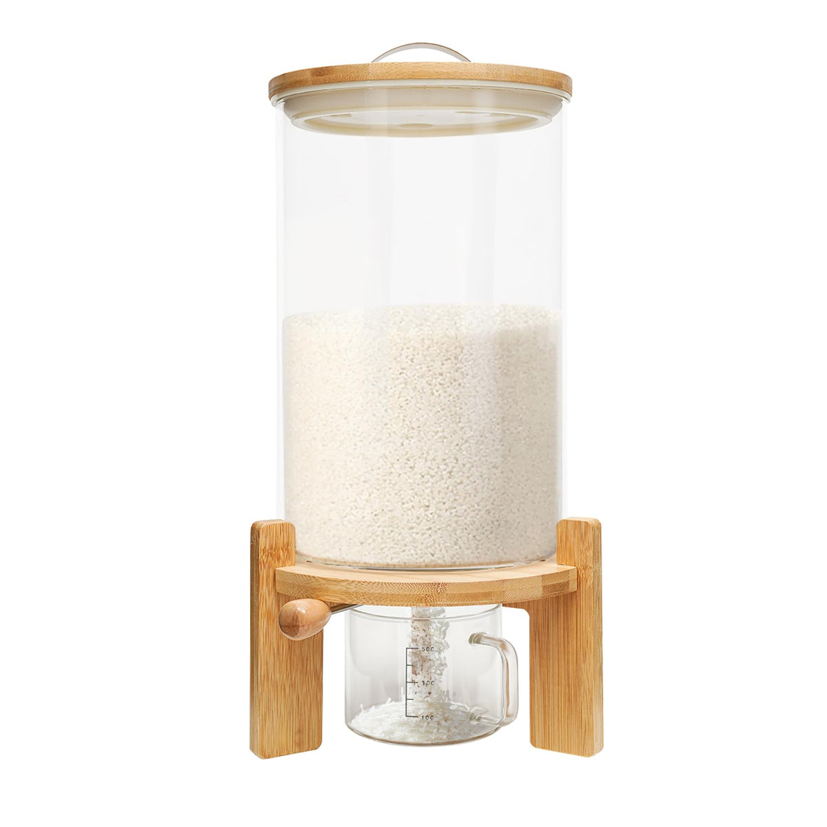 Rice Dispenser, Grain Dispenser Glass Bucket, Cereal Storage Dispenser, Large Capacity Storge Container for Dry Food (5 L)