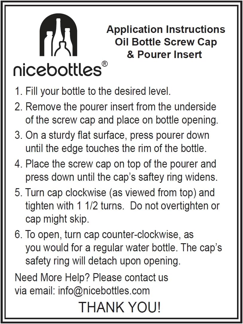 nicebottles Olive Oil Bottles with Cap & Pourer Fitment, Green, 750ml - Pack of 6
