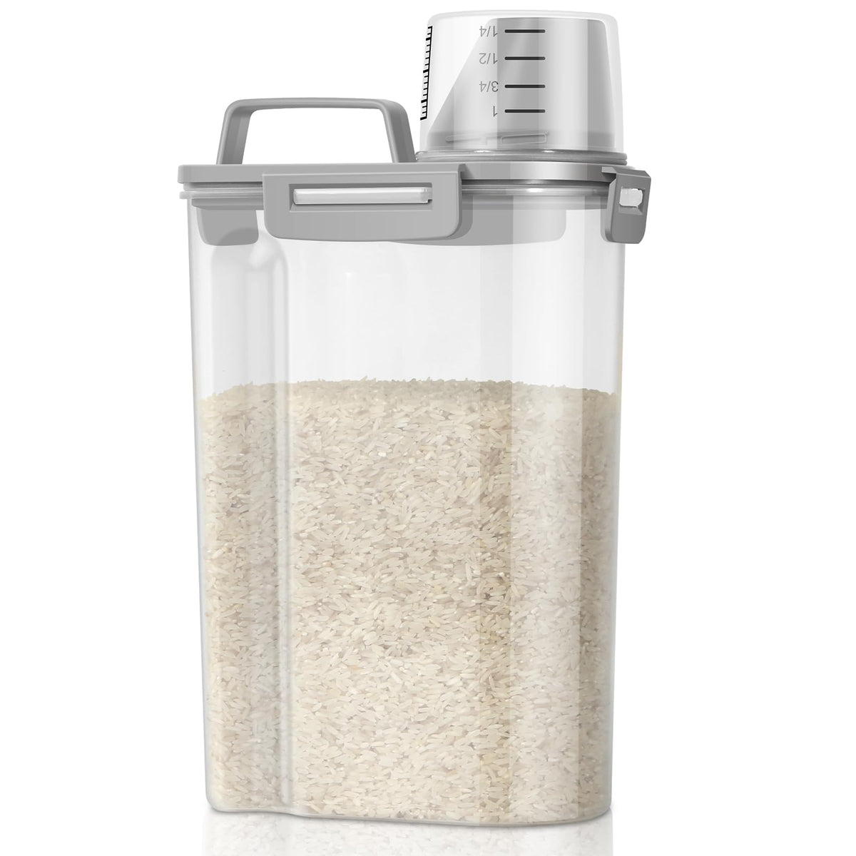 TBMax Rice Storage Container 3 to 5 Lbs - Small Pet Dog Cat Food Container Dispenser with Easy Pouring Spout & Cup, Portable Cereal Container for Small Spaces, Travel, or Daily Use