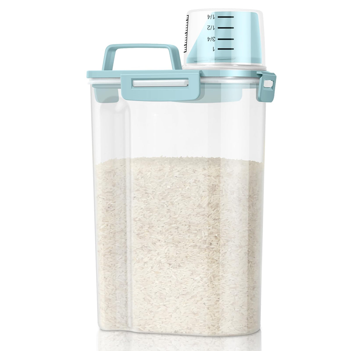 TBMax Rice Storage Container 3 to 5 Lbs - Small Pet Dog Cat Food Container Dispenser with Easy Pouring Spout & Cup, Portable Cereal Container for Small Spaces, Travel, or Daily Use