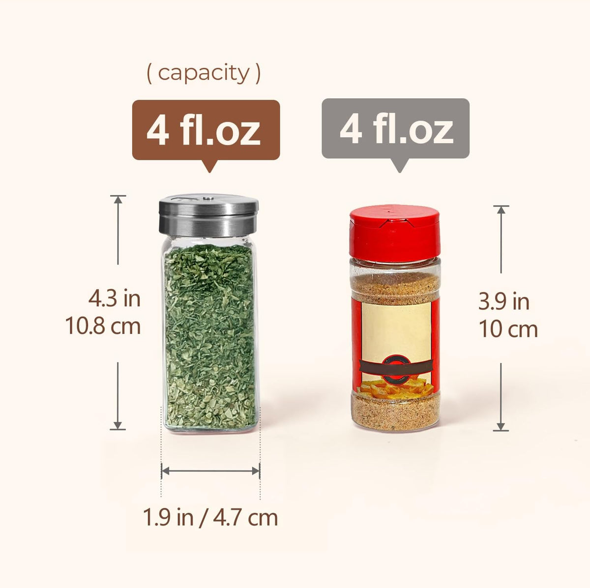 ComSaf Glass Spice Jars with Shaker Lids 4 oz 24 Pack Small Square Bulk Set