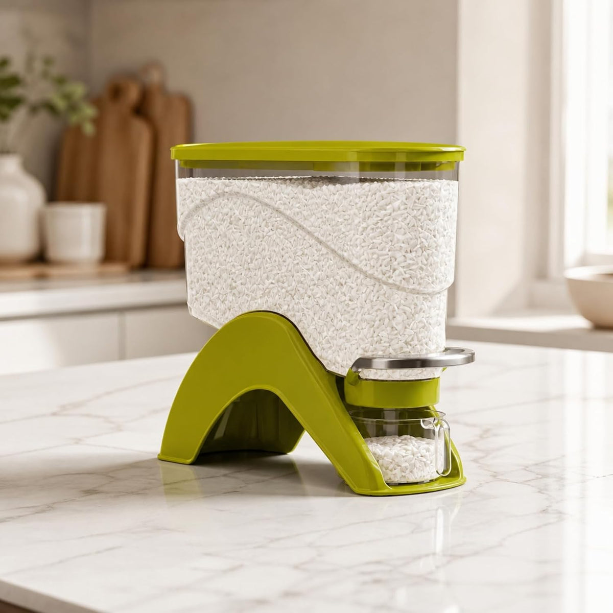 Baoblaze Airtight Grain Dispenser with Receptacle, Small, White