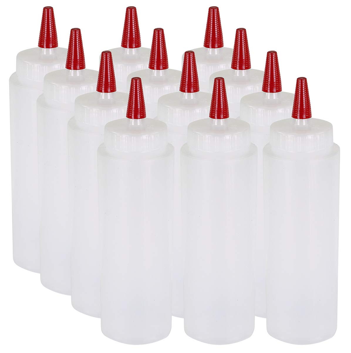 Pinnacle Mercantile Condiment Squeeze Bottles 16oz Wide Mouth Empty Squeeze Bottle Set with Red Tip Leak Proof, BPA Free - Squeeze Bottles for Sauces, Oils, Arts Crafts 6 Pack