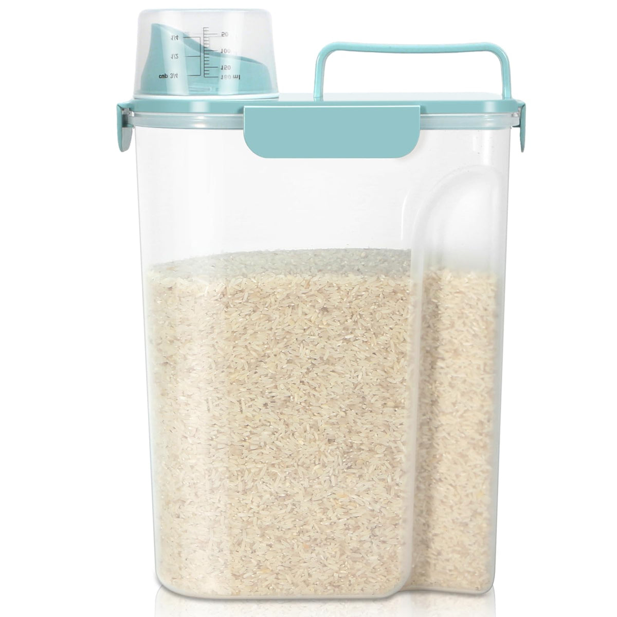 TBMax Rice Storage Container 3 to 5 Lbs - Small Pet Dog Cat Food Container Dispenser with Easy Pouring Spout & Cup, Portable Cereal Container for Small Spaces, Travel, or Daily Use