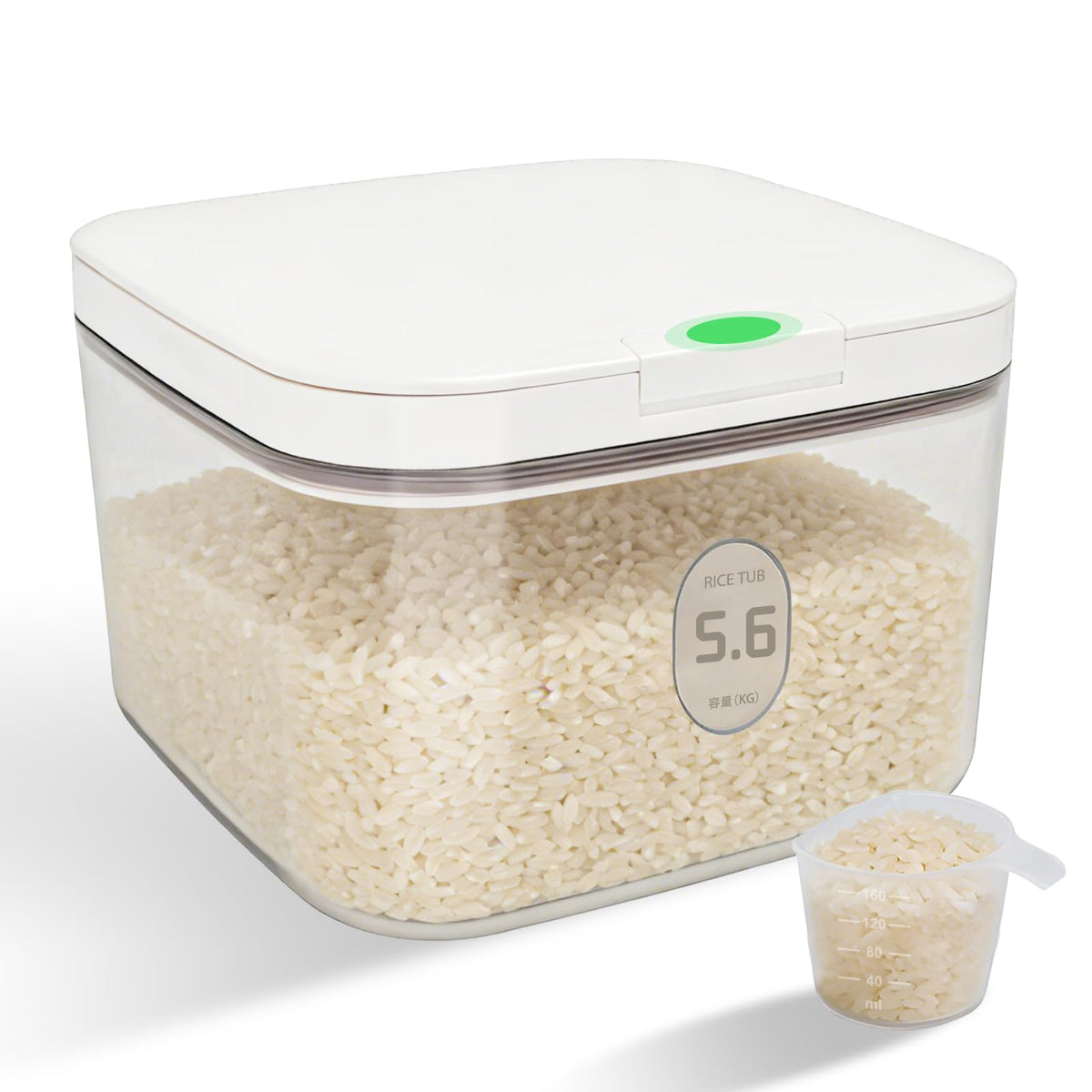 Airtight Rice Container with Measuring Cup (5.6 L / 5.92 QT)