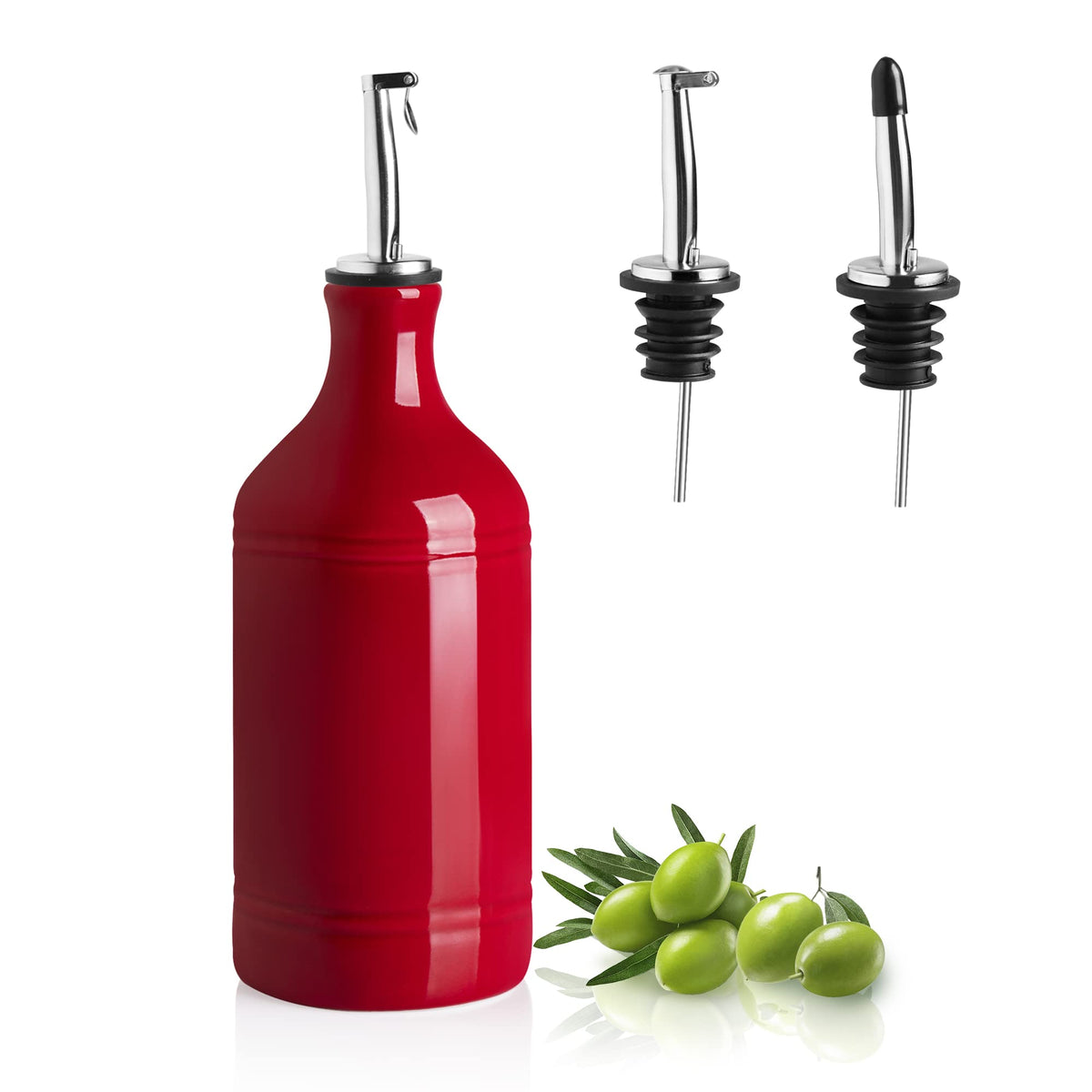 Sweejar Ceramic Olive Oil Dispenser Bottle, Opaque Oil Cruet Protects Oil to Reduce Oxidation, Suitable for Storage Oil, Vinegar, Coffee Syrups & Other Liquids, Pack of 1, 15.5 Fl Oz (White)